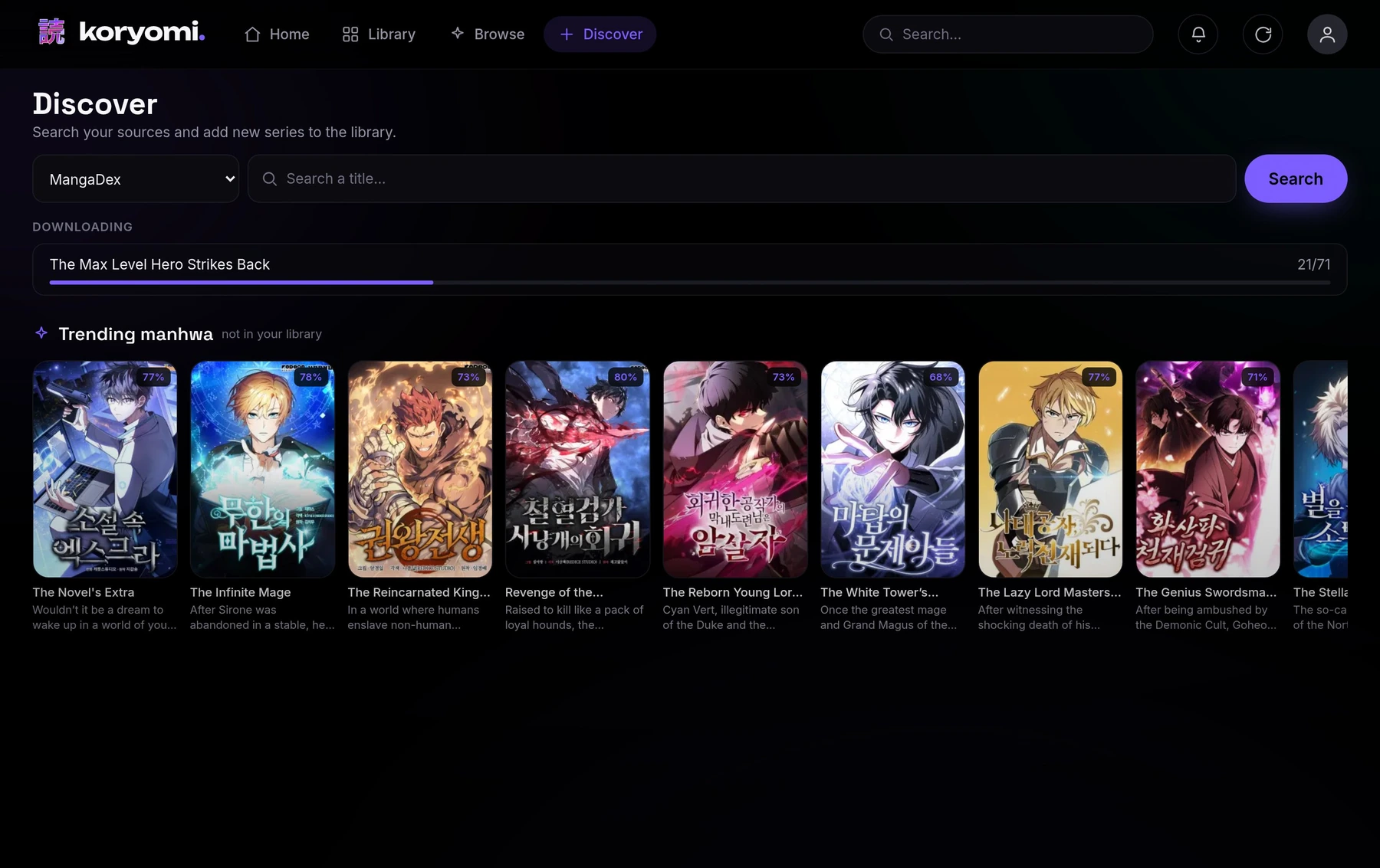 Koryomi discover and source picker